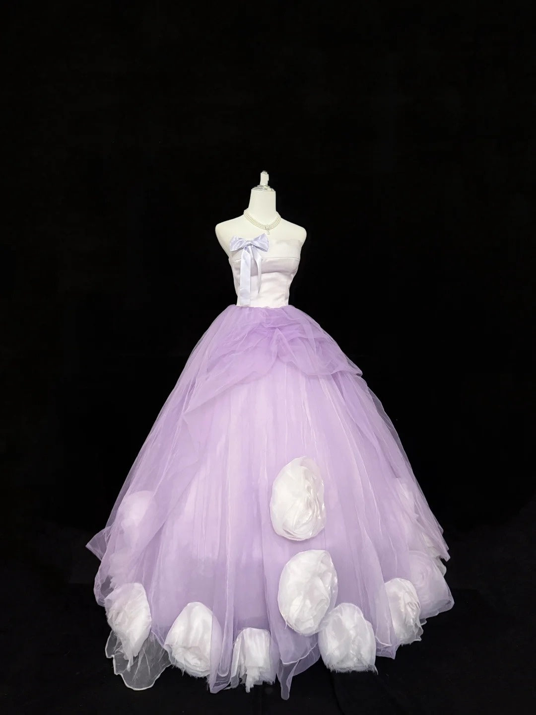 Sweet 15 Quinceanera Dress Ball Gown Strapless Lilac With Flowers Tulle 15th Birthday Gown RC0270