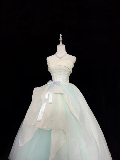 Sweet 15 Quinceanera Dress Ball Gown Strapless Blue With Tiered Long 15th Birthday Gown RC0274