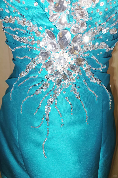 Elegantes Meerjungfrau-Sweetheart-Kleid in Blau mit Perlenstickerei zum 18. Geburtstag Elegantes Outfit Formelles Ballkleid N4185