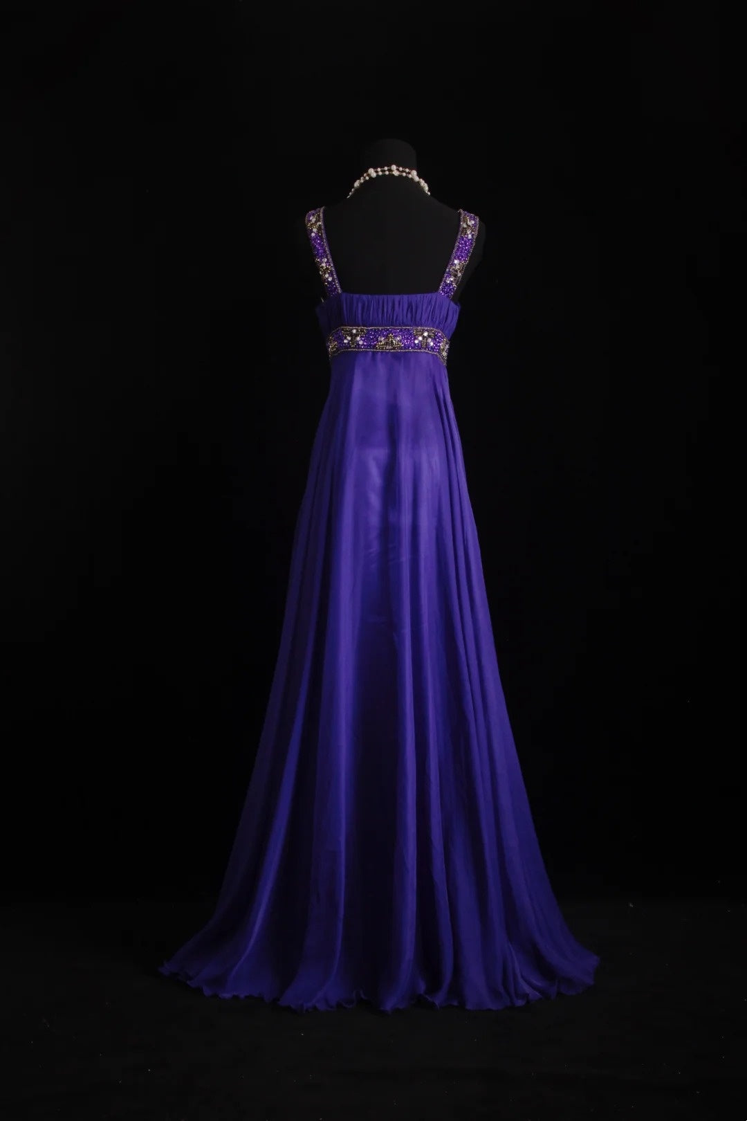 Vintage A line Square Neck Purple With Beading Chiffon Floor Length Prom Dresses Inspo Evening Outfits RB4342