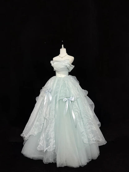 Sweet 16 Dresses Long Ball Gown Sweet Sixteen Long Birthday Dress Strapless Sage Green Formal Gown RC0365