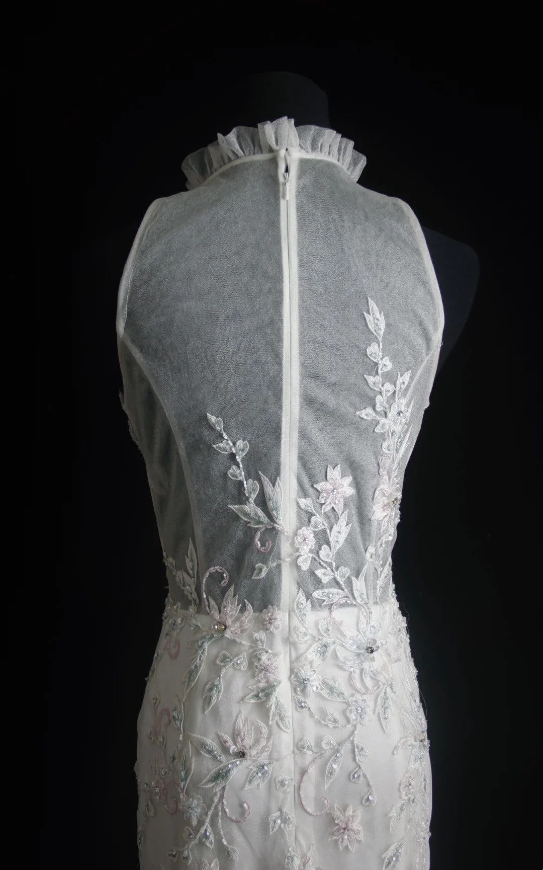 Robe de bal longue blanche rétro sirène à encolure ronde avec appliques, inspiration années 2000, tenue de soirée pour un 19e anniversaire, N505