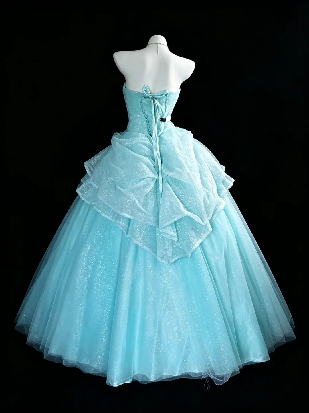 Sweet Ball Gown Sweetheart Blue Tulle With Beaded Quince Dress Long Sweet 15 16 Quinceanera Dresses Vestido de princesa RB4473