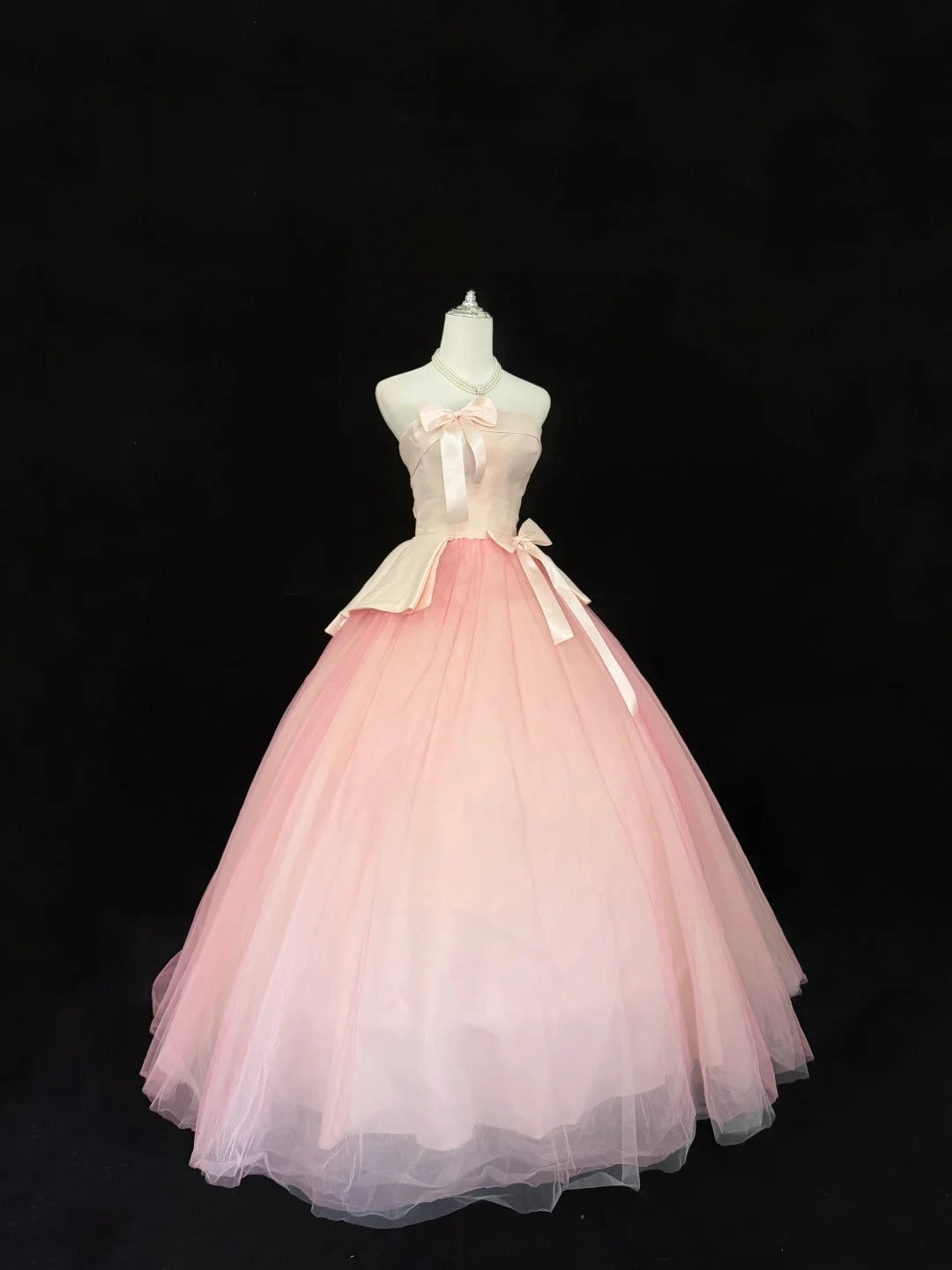 Cute Sweet 16 Dresses Long Ball Gown Strapless Blush Pink Tulle Formal Sweet Sixteen Birthday Gown RC0253