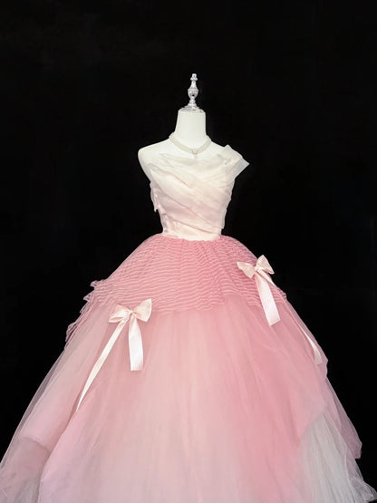 Pink Sweet 16 Dresses Long Ball Gown Sweetheart With Ruffled Sweet Sixteen Birthday Gown RC0291