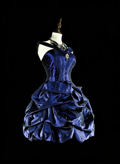Robe de bal vintage licou bleu marine, courte, mini, pour la remise des diplômes ou le retour à la maison, robe Hoco N2719