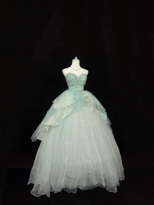 Sweet 16 Dresses Long Ball Gown Sweet Sixteen Long Birthday Dress Strapless Sage Green Formal Gown RC0362