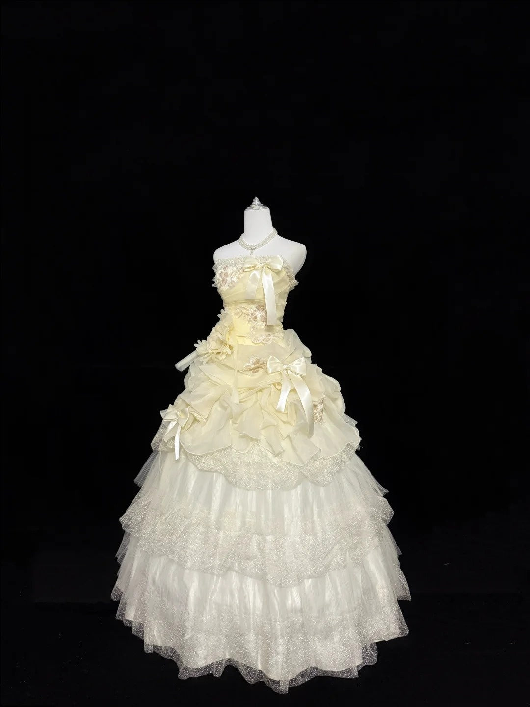 Sweet 16 Dresses Long Ball Gown Strapless Yellow With Lace Sweet Sixteen Birthday Gown RC0303