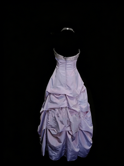 Robe de bal vintage dos nu en taffetas lilas années 80/90, sans manches, longue, robe de soirée formelle N1442