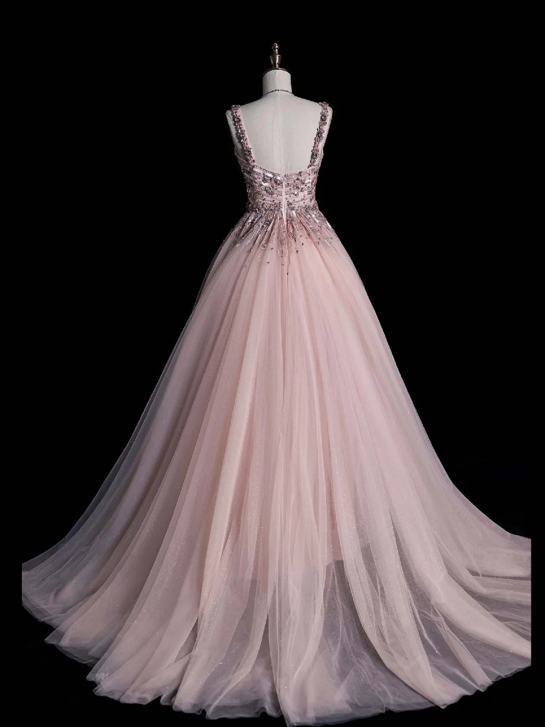 Elegantes Ballkleid mit eckigem Ausschnitt, langes, rosa Tüllkleid für Teenager, Abendgarderobe, formelles Kleid N1084