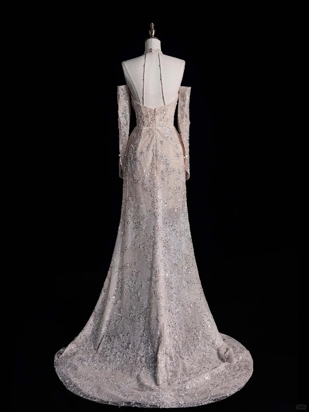 Modern Minimalist Mermaid High Neck Sequin With Long Sleeves Brides Gown Bridal Dress Wedding Dresses Style RB6560