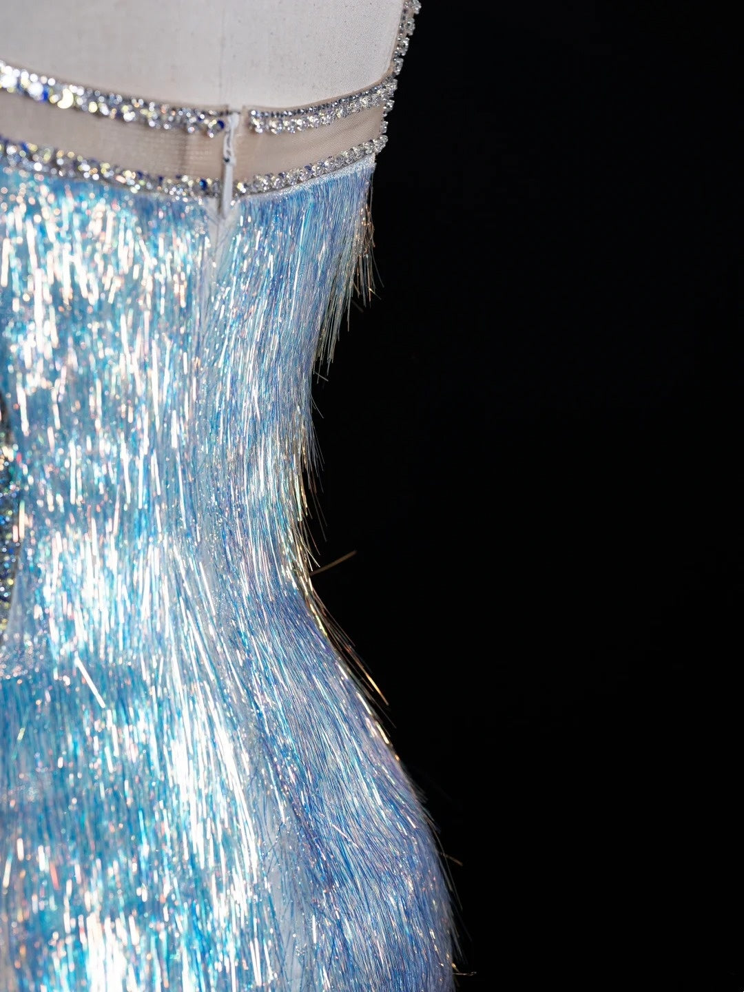Robe de bal longue bleue à fines bretelles et paillettes, style sirène, inspiration pour un 18e anniversaire, robe de soirée N487