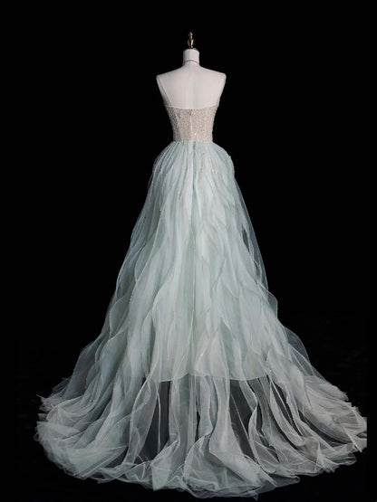 Sparkly A line Sweetheart Mint Green Sequins Long Prom Dress Fashion Aesthetic High School Formal Dresses Party Outfits Prom Gown AB2230
