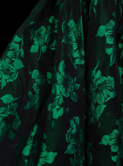 Unique A Line Strapless Dark Green Floral Satin Y2K Inspo 2000s Hoco Gowns Inspo Homecoming Dresses N1383
