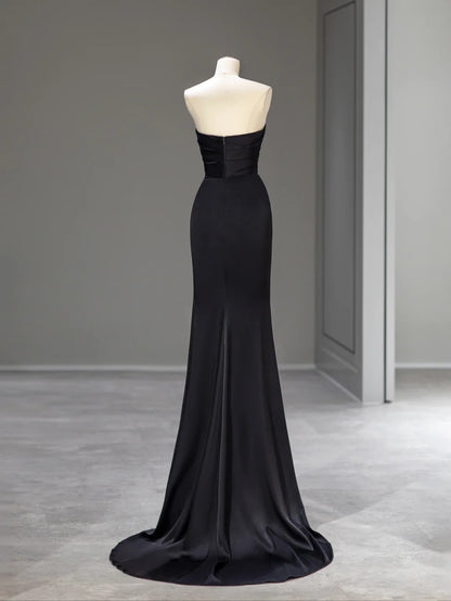 Magnifique Robe Sirène Cœur Bustier Noire Robe De Bal Longue Idées Tenues De Soirée RB3994
