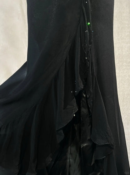 Robes de bal modestes sirène licou en mousseline avec perles pour soirée formelle N3858