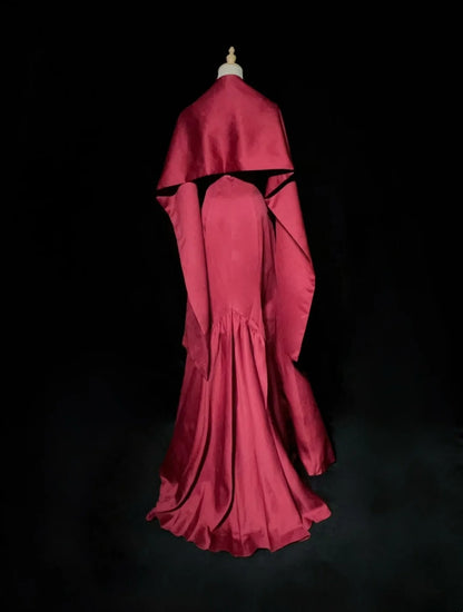 Glamorous Prom Dresses Mermaid Sweetheart Hot Pink Satin With Cape Long Formal Dress N2888