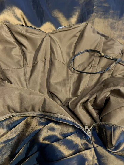 Neue Ballkleider Meerjungfrau Spaghettiträger Bodenlang Taft Festliches Abendkleid N3697