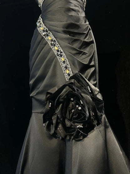 Robe de soirée sirène vintage asymétrique à une épaule, longue, pour bal de promo, tenues formelles RB3936