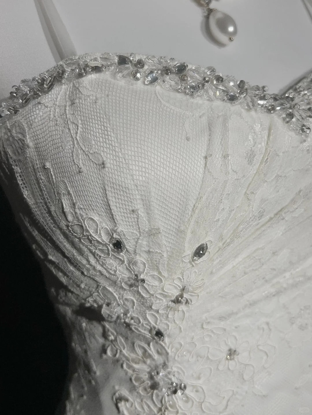 Unique Wedding Dresses Mermaid Spaghetti Strap Lace White Long Bridal Gown N3096
