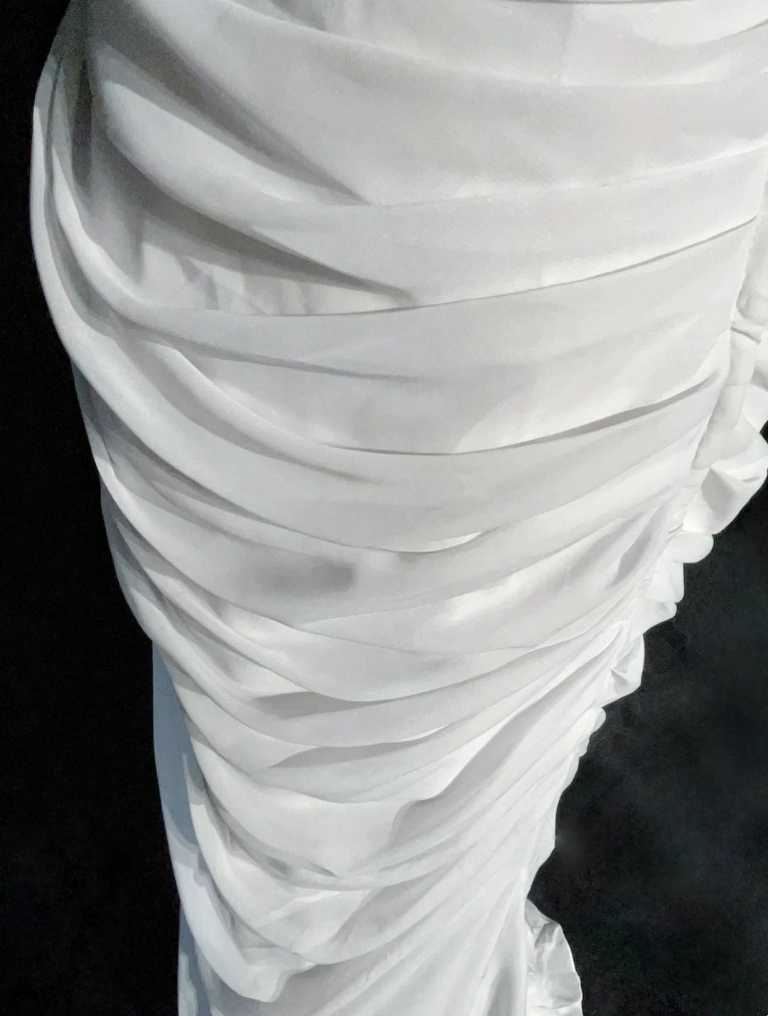 Robes de bal élégantes sirène bustier en mousseline blanche avec volants longue robe de soirée N2895