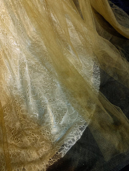 Robes de Bal Vintage Années 90 Sirène Col Bijou Tulle Doré Avec Perles Longue Robe de Soirée Semi-Formelle N3674