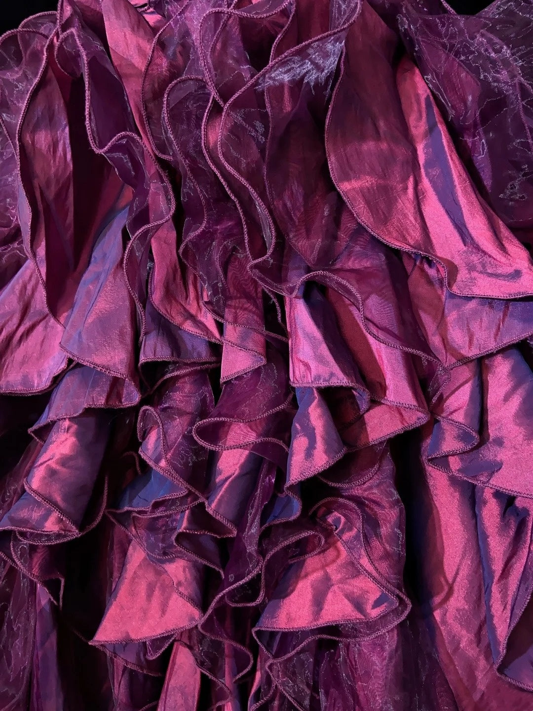 Vintage Ballkleider Inspo Ballkleid Spaghettiträger Lila Tüll Stufenlagen 80er mit Perlen Abendkleider N3357