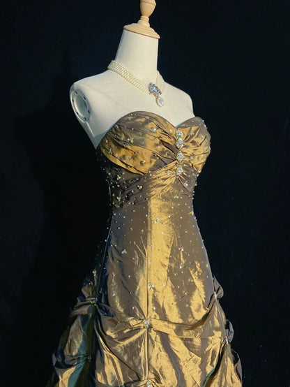 Vintage Prom Dresses Inspo Ball Gown Sweetheart Olive Green With Beading For Women Formal Dress N3261