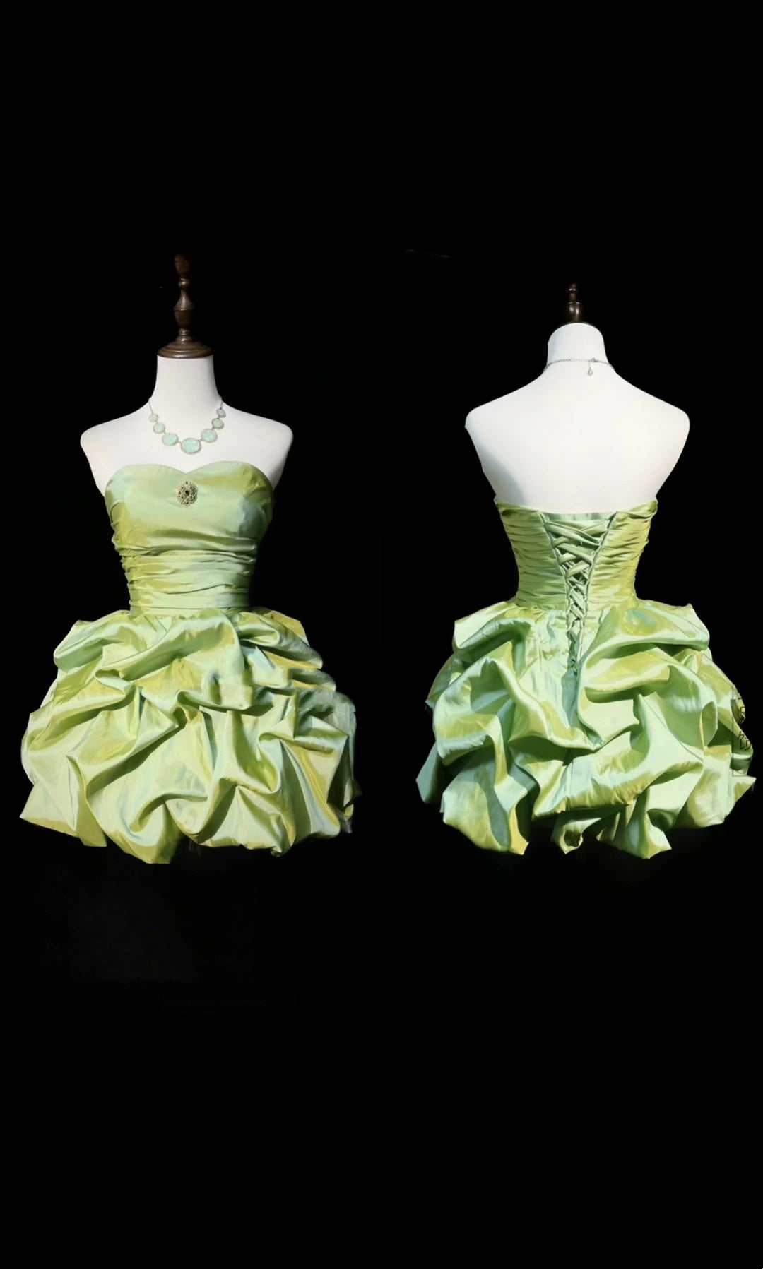 Hübsches Ballkleid Sweetheart Grün Organza Kurze Mini-Heimkehrkleider Hoco Kleider N2660
