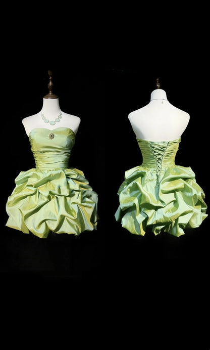 Hübsches Ballkleid Sweetheart Grün Organza Kurze Mini-Heimkehrkleider Hoco Kleider N2660