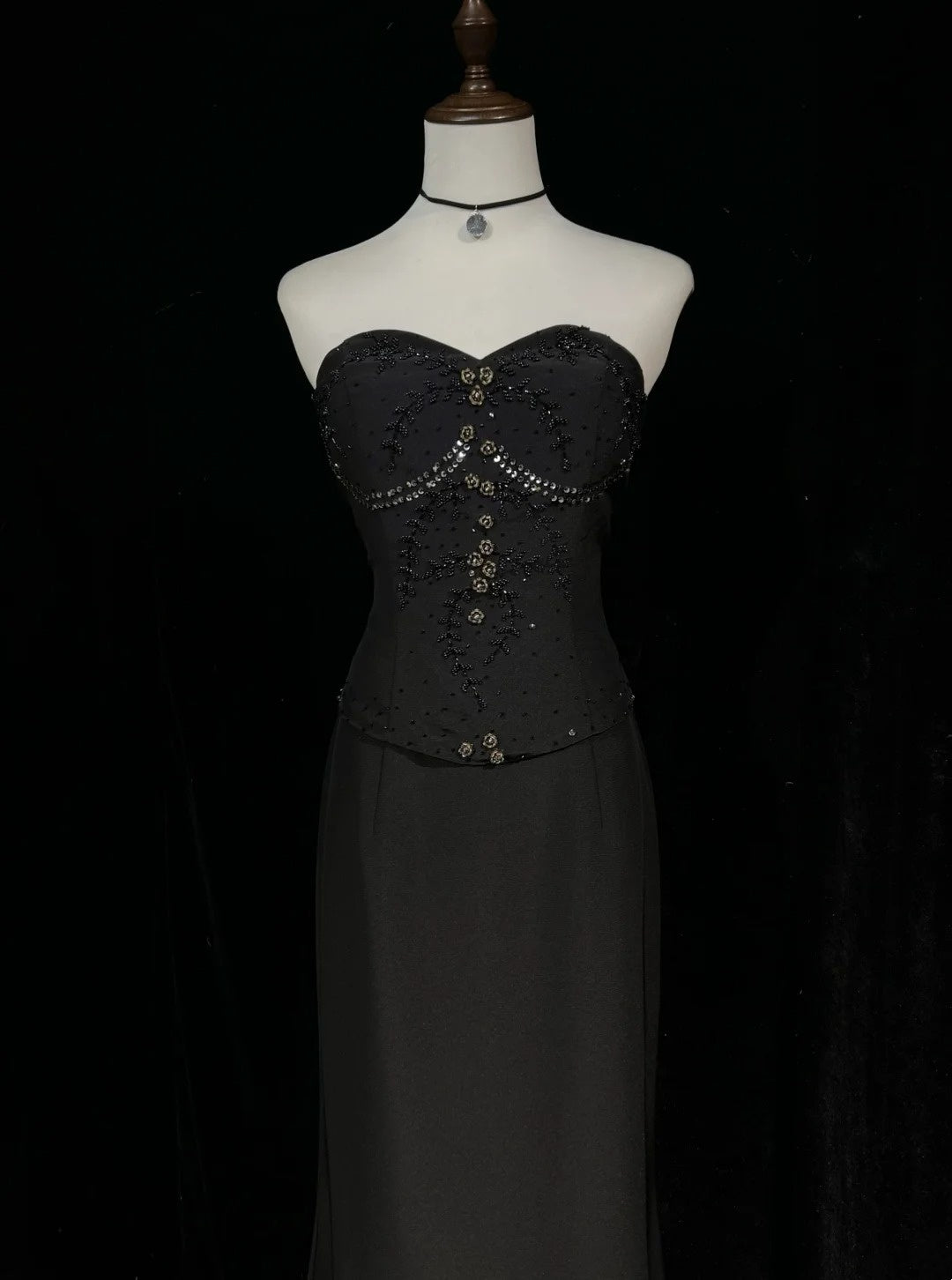 Vintage Ballkleider Meerjungfrau Sweetheart Black Tie Gown 80er Satin Abend-Abendkleid RB3263