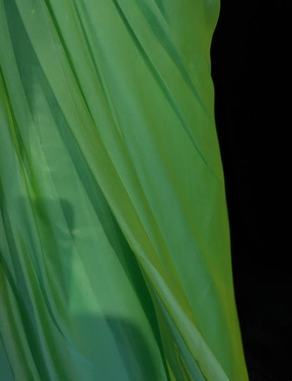 Exquisite Prom Dresses A Line One Shoulder Green Chiffon With Flowers Long Formal Dress N2889