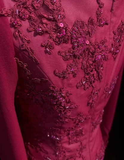 Jolie robe de soirée cocktail trapèze en mousseline de soie rose vif longueur genou robes de bal N3850