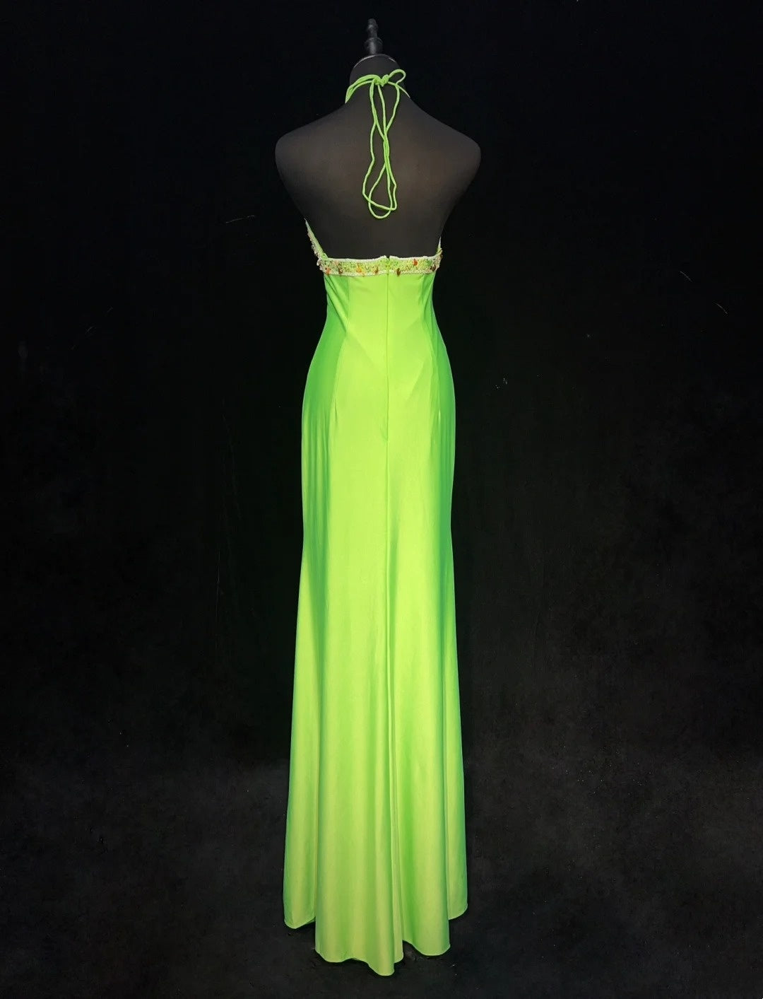 Modest Prom Dresses Mermaid Halter Green Satin Floor Length Formal Evening Outfits N3482