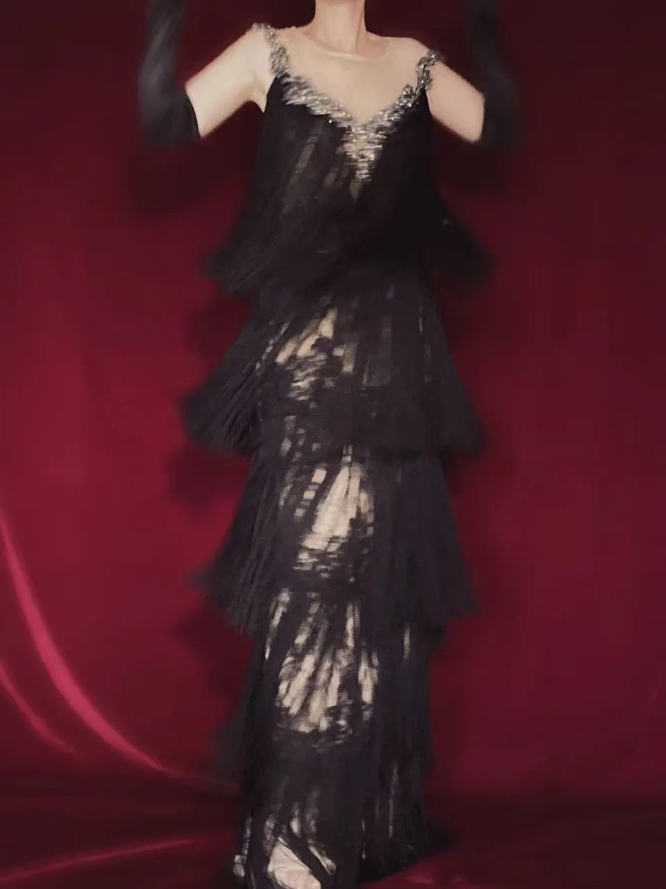 Vintage Prom Dresses Sheath Scoop Black Tie Dress 2000s Party Evening Formal Gown RC1141
