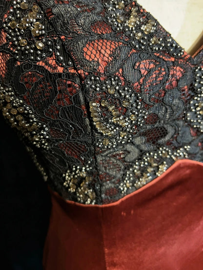 Vintage Prom Dresses Mermaid Spaghetti Strap Dusty Orange Sleeveless 1980s Long Formal Gown N2868