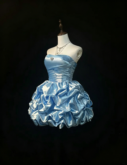 Jolie robe de bal bustier bleu ciel clair pour le 16e anniversaire, robes de bal de rentrée N3807