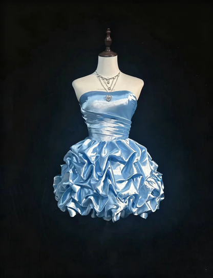 Jolie robe de bal bustier bleu ciel clair pour le 16e anniversaire, robes de bal de rentrée N3807