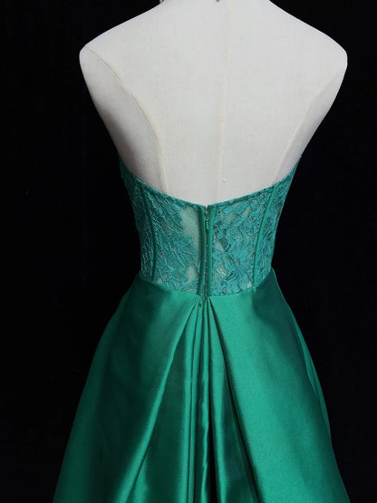 Bezaubernde Ballkleider für den Abschlussball, trägerlos, grün, mit Falten, langes Abendkleid N3902