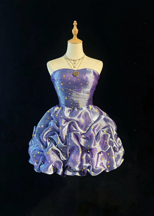 Short Prom Dress Ball Gown Sweetheart Purple Short Length Hoco Graduation Party Dresses RC1148