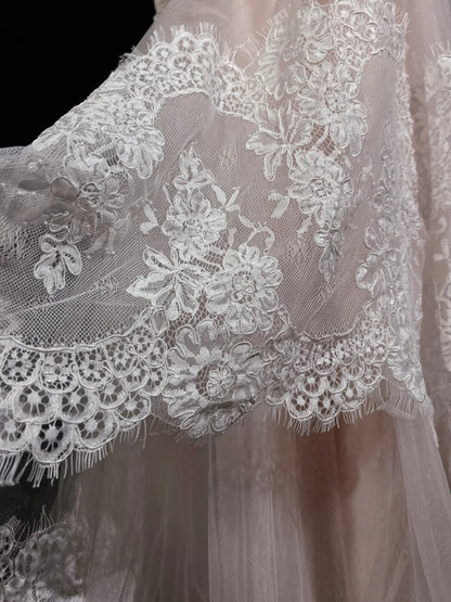 Robes de bal vintage sirène bustier rose dentelle à volants longue robe de soirée N2498