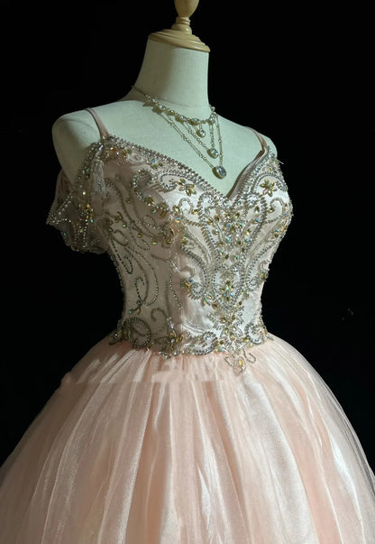 Princess Ball Gown Spaghetti Strap Blush Pink Tulle Short Homecoming Dresses Hoco Gowns N3058
