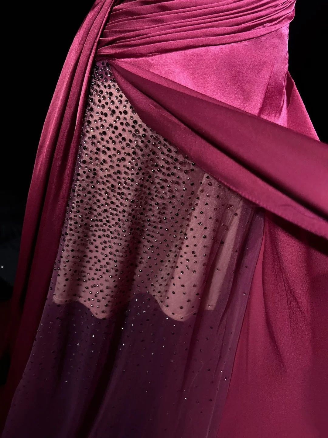 Vintage Prom Dresses A line Sweetheart Hot Pink Satin 70s With Beads Long Formal Gown N2530