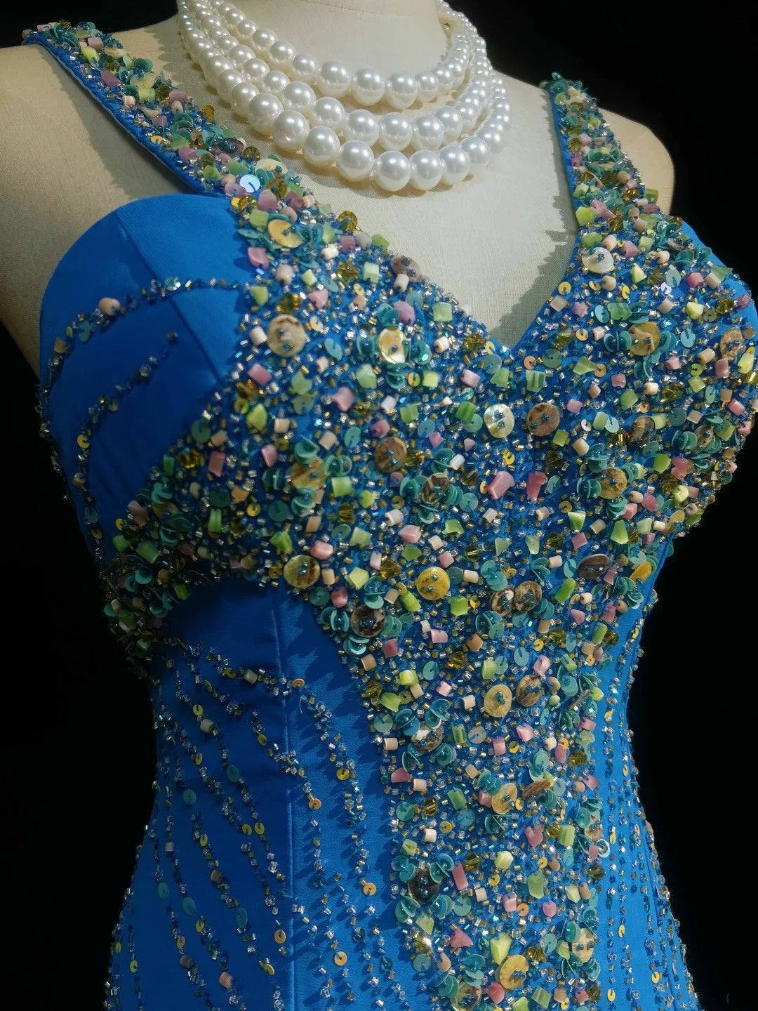 Vintage Prom Dresses Mermaid Halter Blue Chiffon With Beads Jewels Floor Length 80s Formal Gown N2582