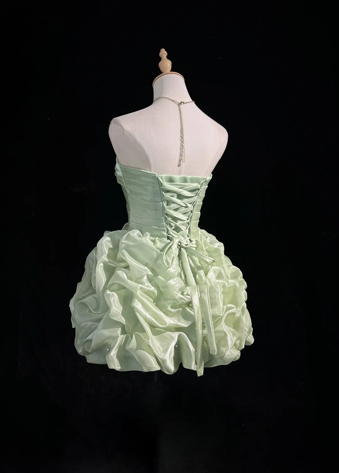Robe de bal simple bustier vert menthe courte mini robe de soirée cocktail robes de rentrée N4239