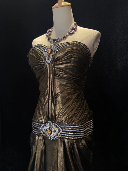 Bescheidene Ballkleider Inspo Meerjungfrau Sweetheart Rüschen 80er Jahre Lange Abendkleider N3400