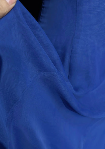 Hübsche Ballkleider A-Linie Spaghettiträger Königsblau Chiffon mit Perlen Lang Festliches Kleid N3002