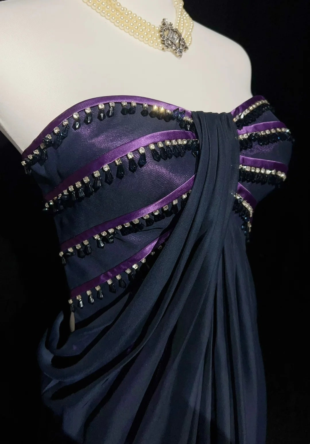 Vintage Prom Aesthetic Dresses A line Sweetheart Purple With Beading Long Formal Dress N3064