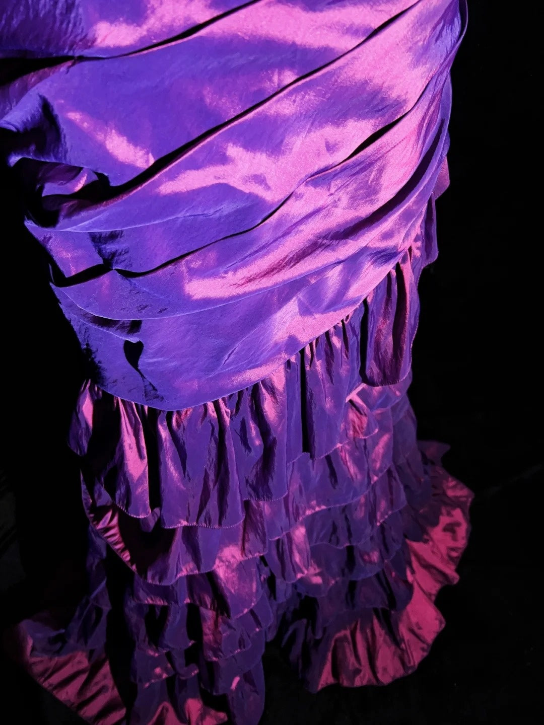 Robes de bal vintage des années 90 sirène bustier en satin violet avec couches superposées longues tenues de soirée semi-formelles N3661