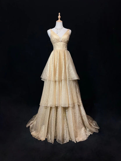 Robes de bal vintage esthétiques, robes de soirée rétro des années 80, robes de soirée longues à sequins couleur champagne, tenues de soirée N2326